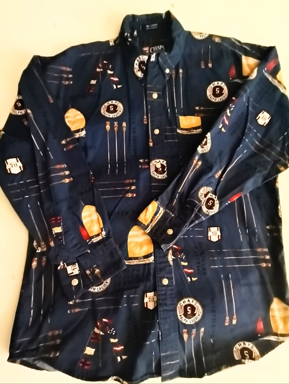 90s Chaps Ralph Lauren Nautical Print Button Down Shirt Medium